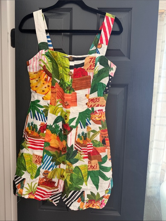 FARM Rio Dresses & Skirts - FARM Rio Tropical Print Mini Dress in White, Green, Red, Yellow